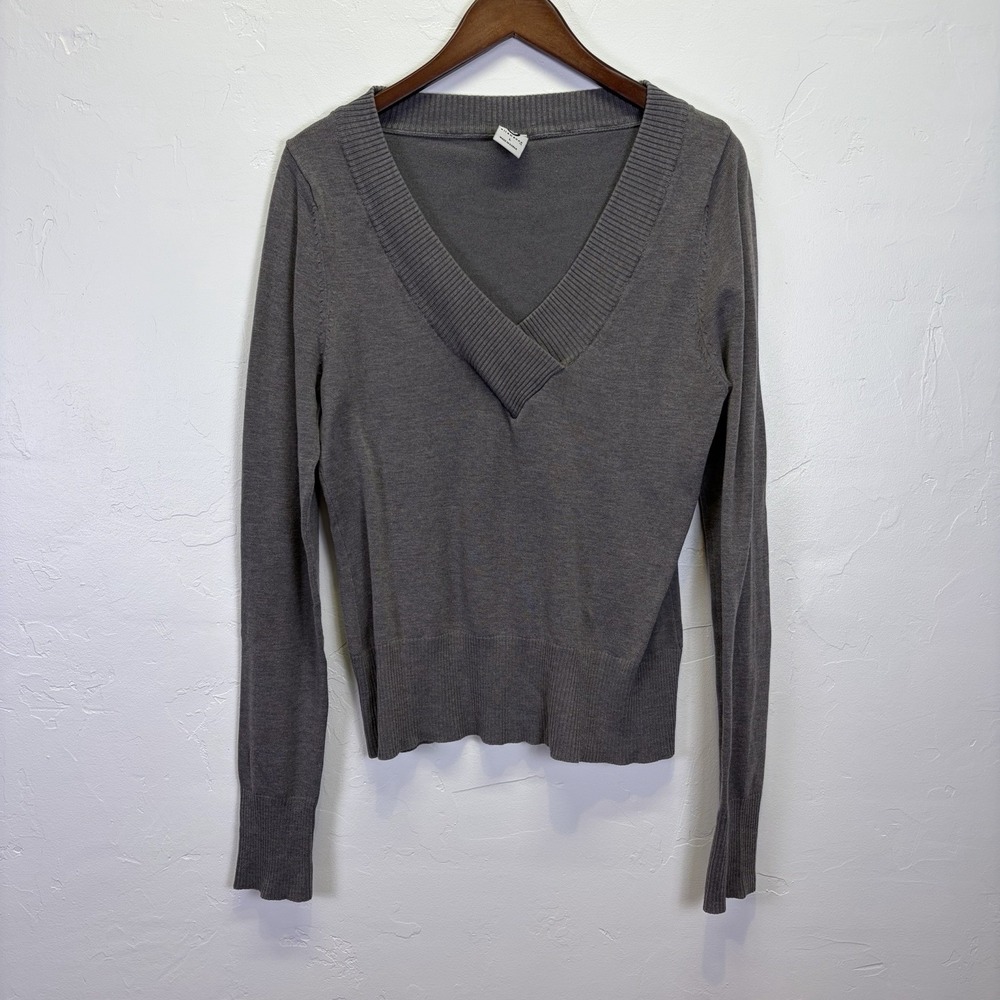 Vintage Ellemenno Woman's Sweater Size L Gray Y2K Preppy Academia Staple‎ Twee